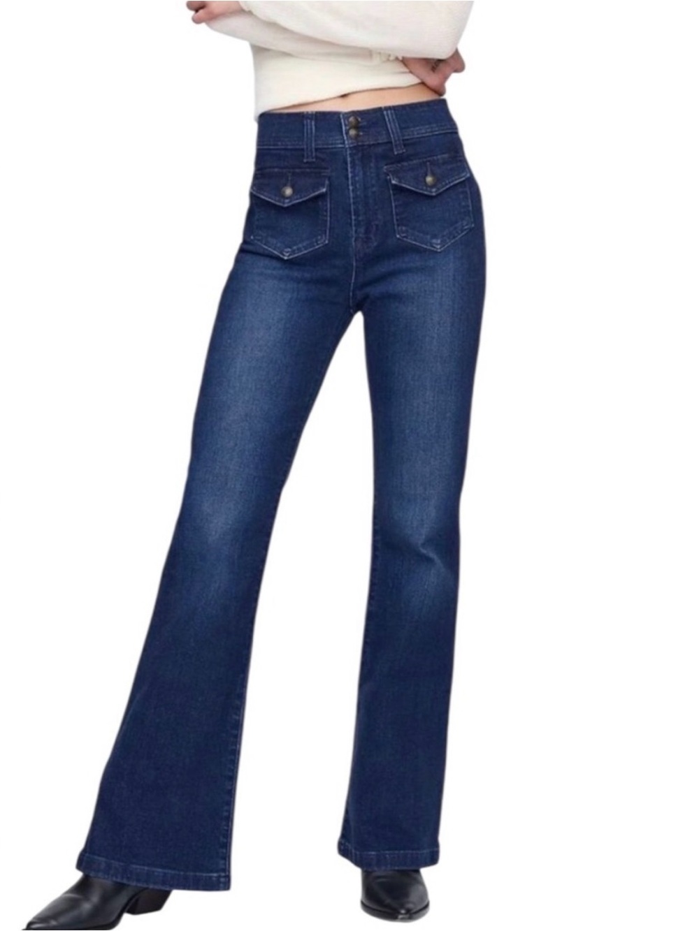 Gap 70s High-Rise Dark Blue Flare Jeans